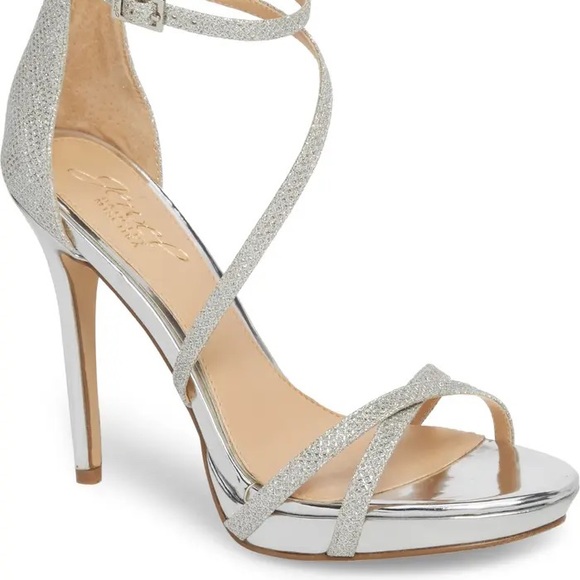 Galen Strappy Platform Sandal JEWEL BADGLEY MISCHKA Silver Glitter - Picture 2 of 14
